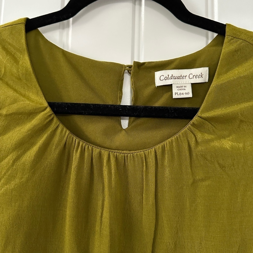 Ladies Sleeveless Green Shell Top.  Coldwater Creek.  Size PL (14-16) - Picture 4 of 7